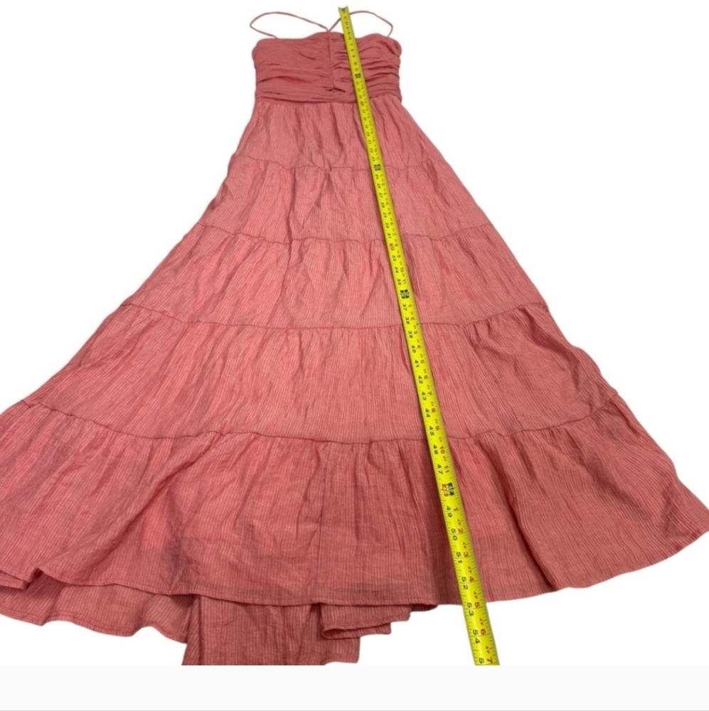 LULUS Effortless Sweetness Rusty Rose Ruched Lace-Up Tiered Midi Dress Sz XL - Picture 8 of 14